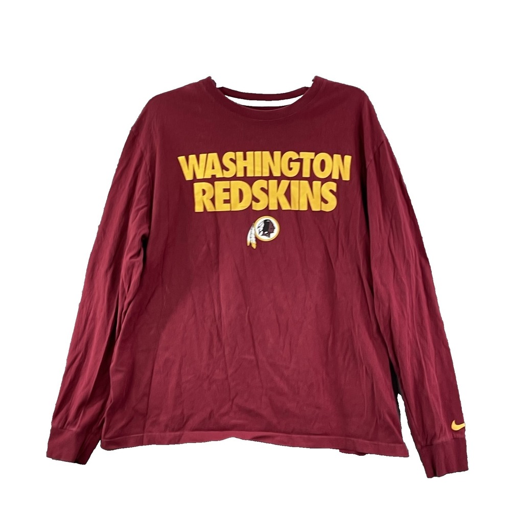 Washington Redskins NFL Shirt Mens XL Maroon Cotton Crew Neck Long Sleeve Ribbed